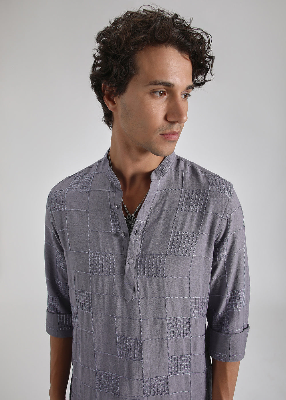 Violet Self Embroidered Kurta