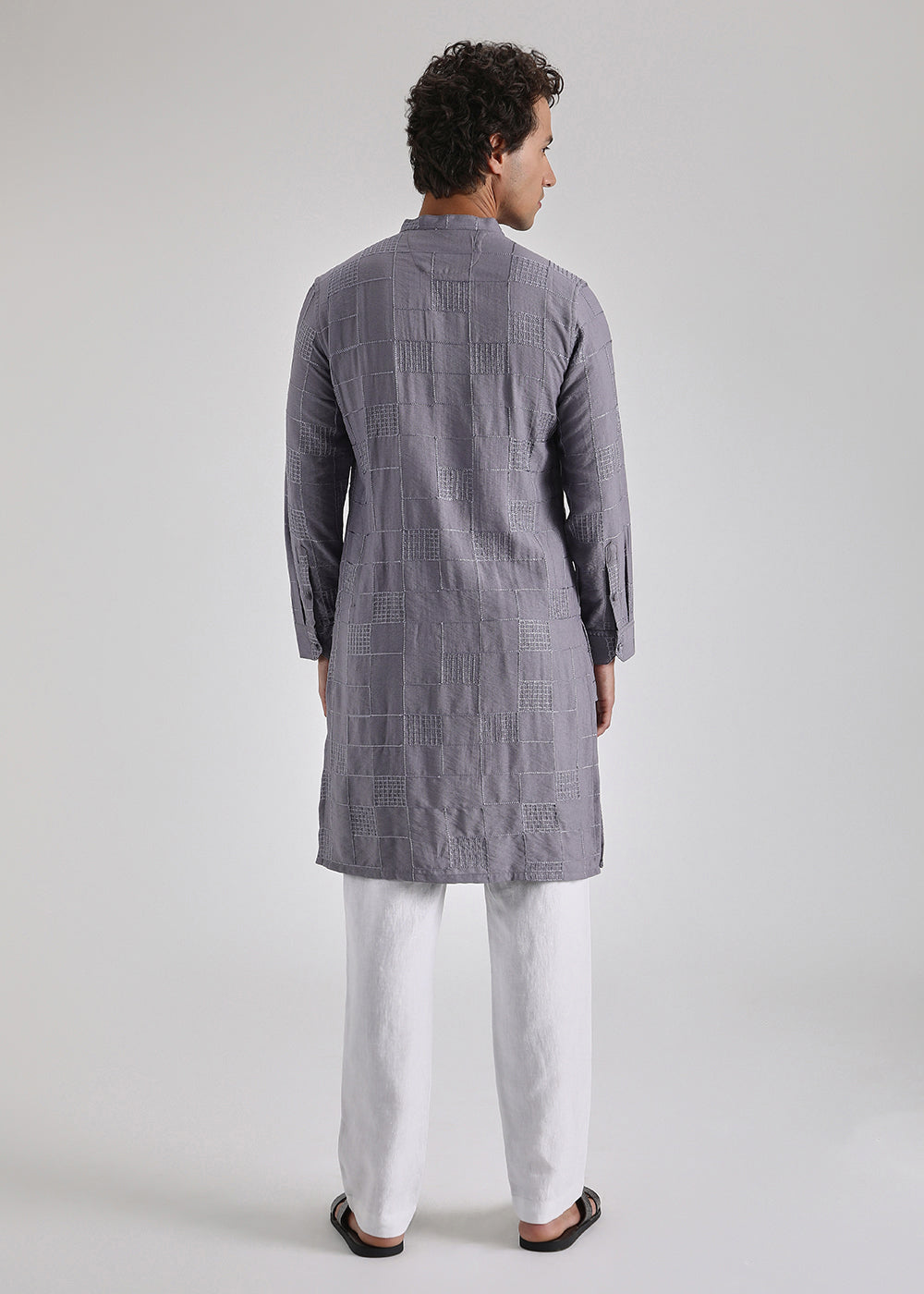 Violet Self Embroidered Kurta