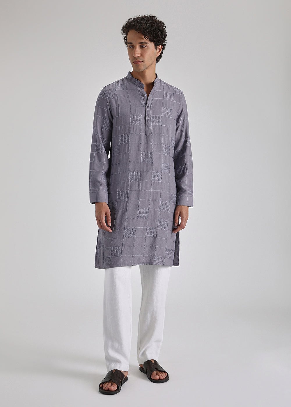 Violet Self Embroidered Kurta