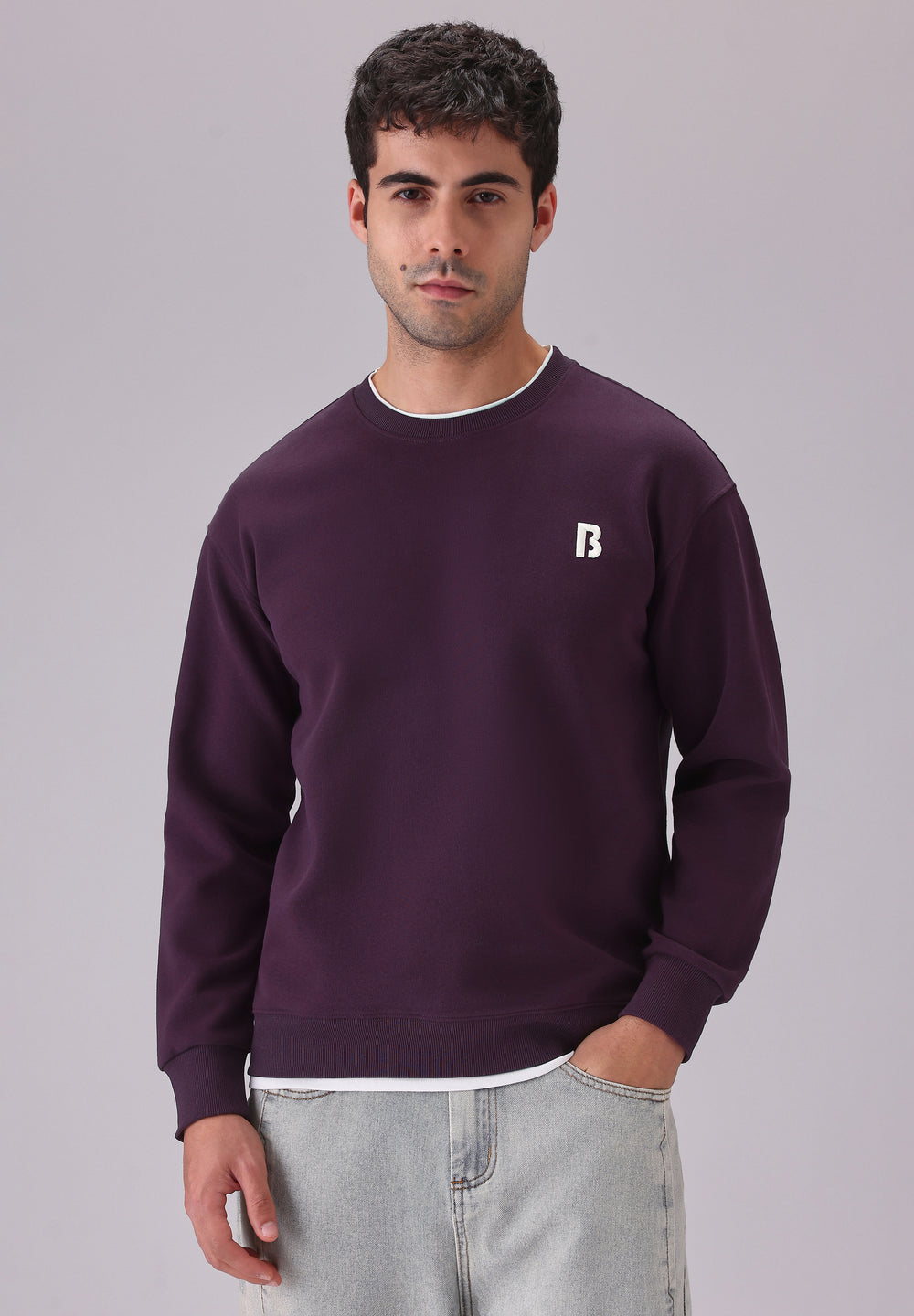 Violet White Contrast Sweatshirt