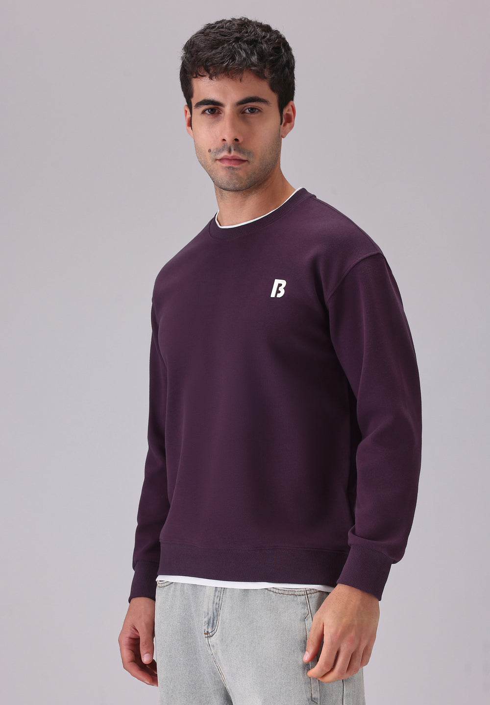 Violet White Contrast Sweatshirt