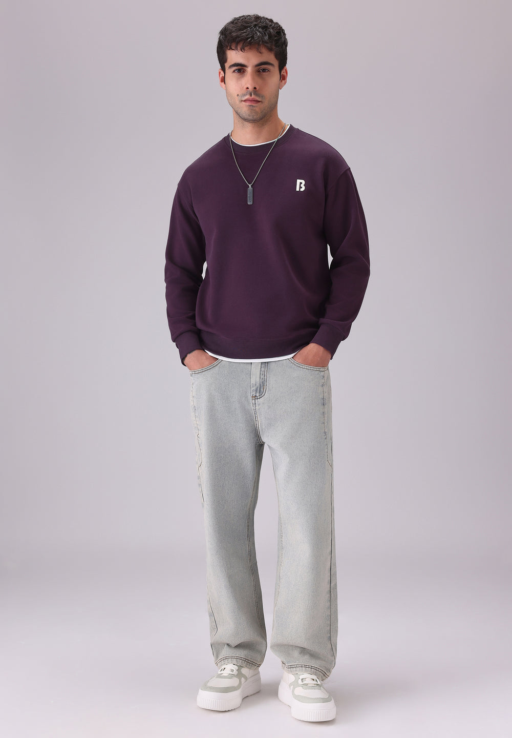 Violet White Contrast Sweatshirt
