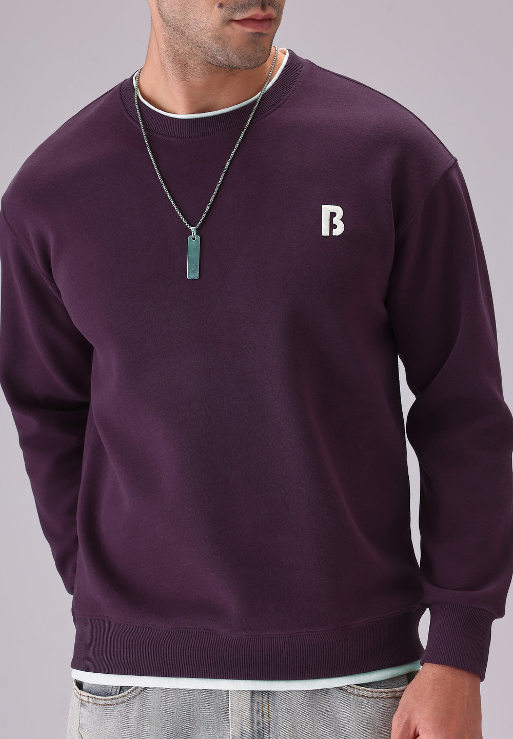 Violet White Contrast Sweatshirt