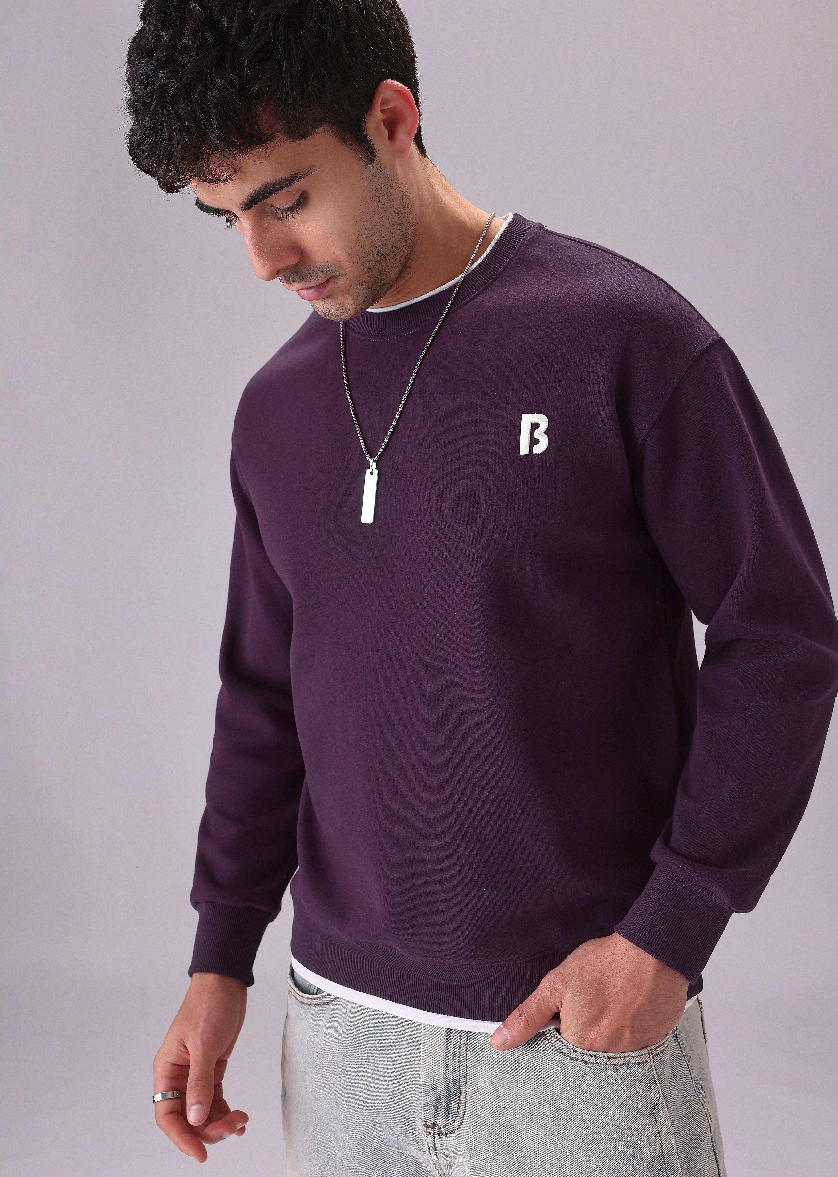 Violet White Contrast Sweatshirt