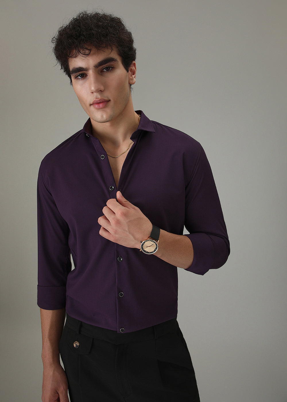 Violet Plain Wrinkle Free Shirt