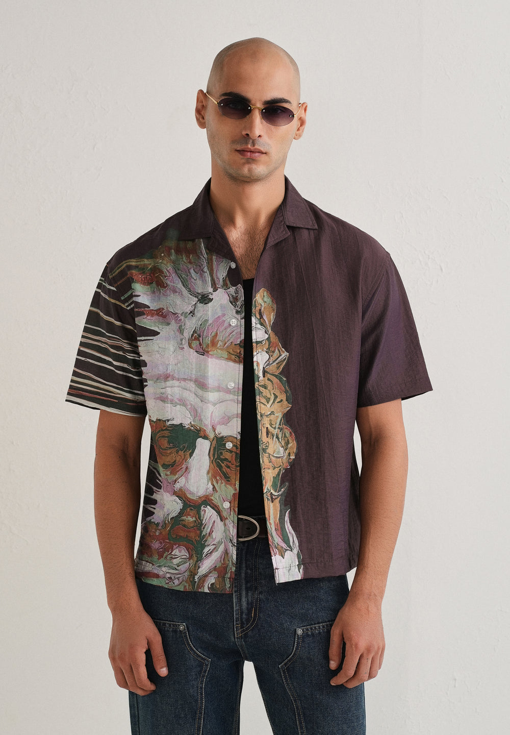 Violet Placement Print Shirt