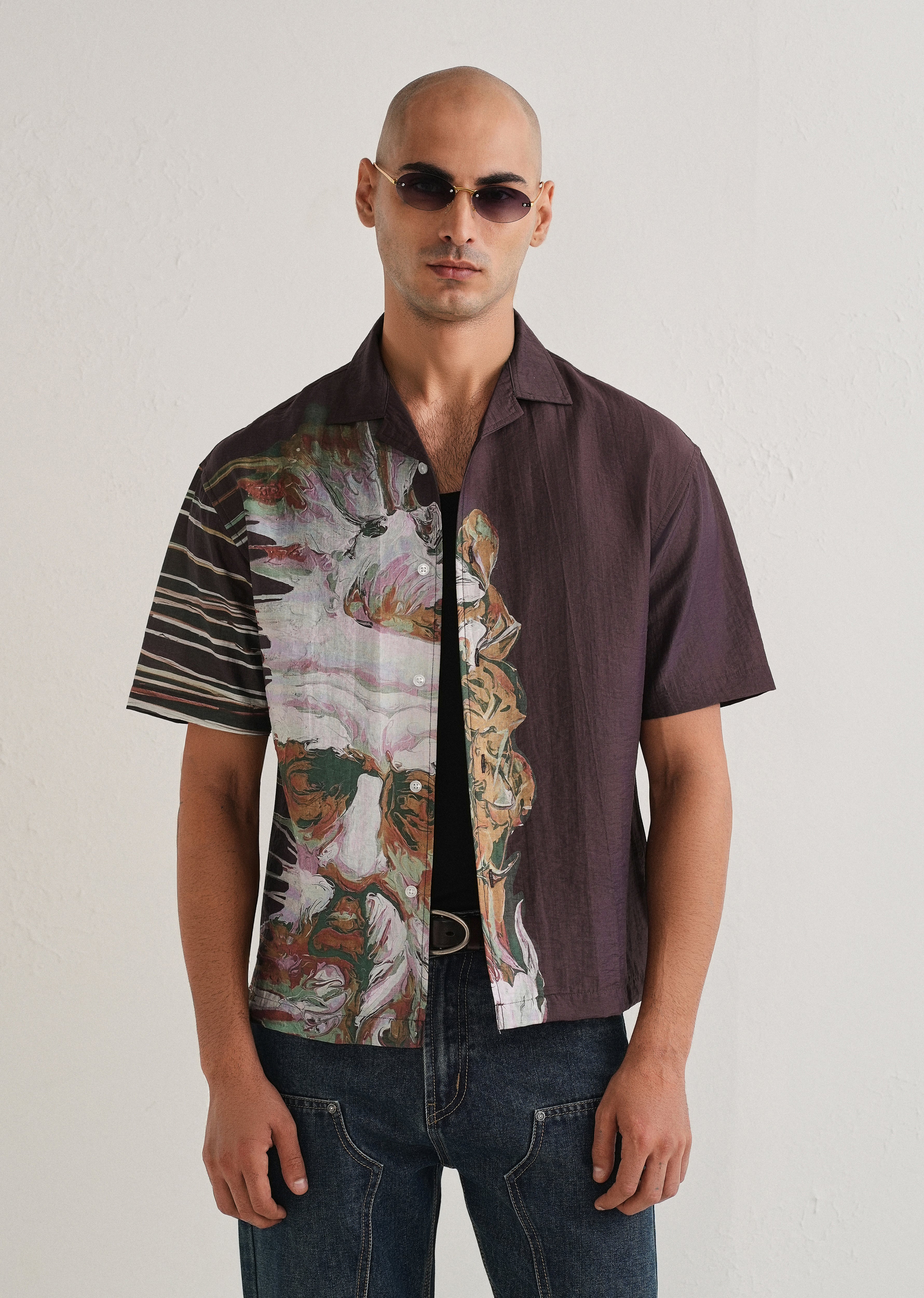 Violet Placement Print Shirt