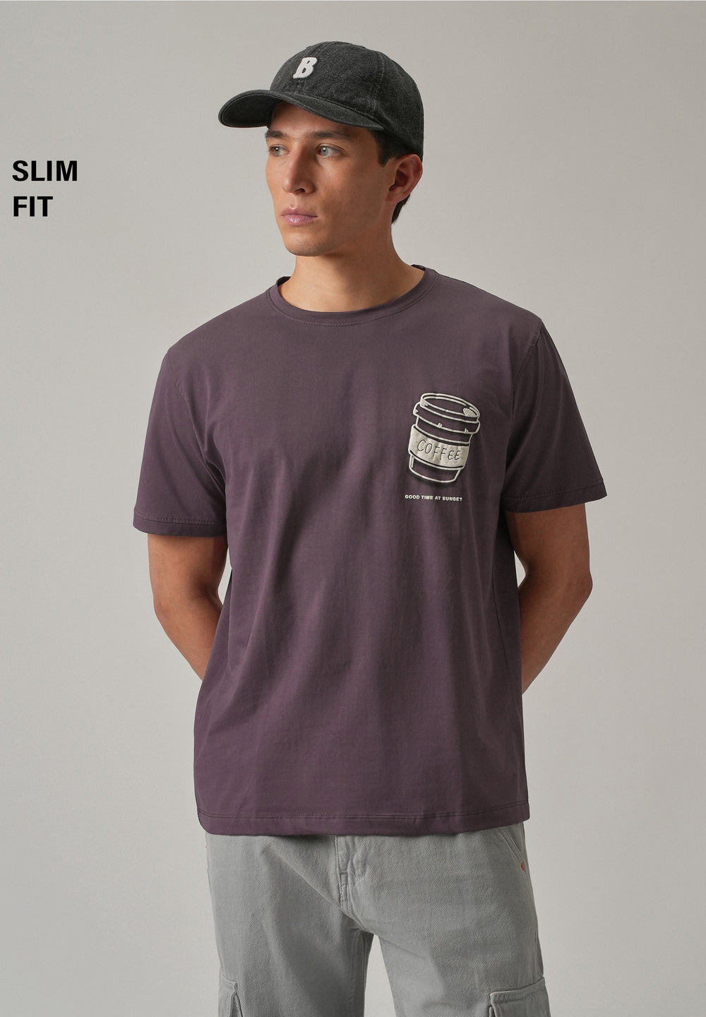 Violet Printed Slim Fit T-Shirt