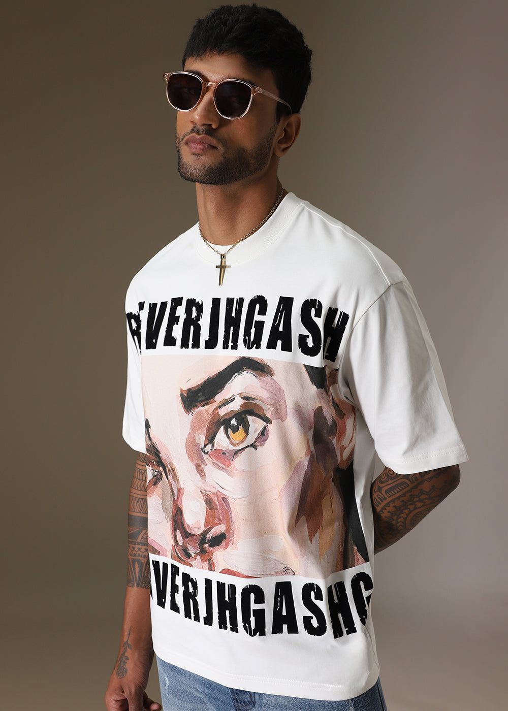 Visual Grin White Oversized T-shirt