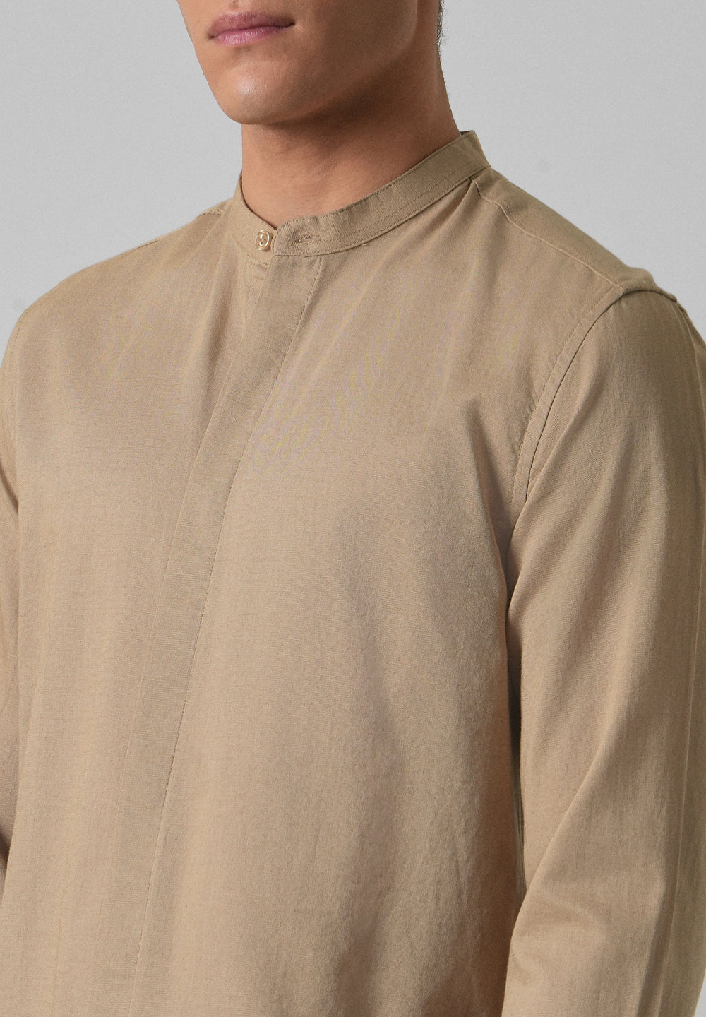Warm Beige Cotton Linen Shirt