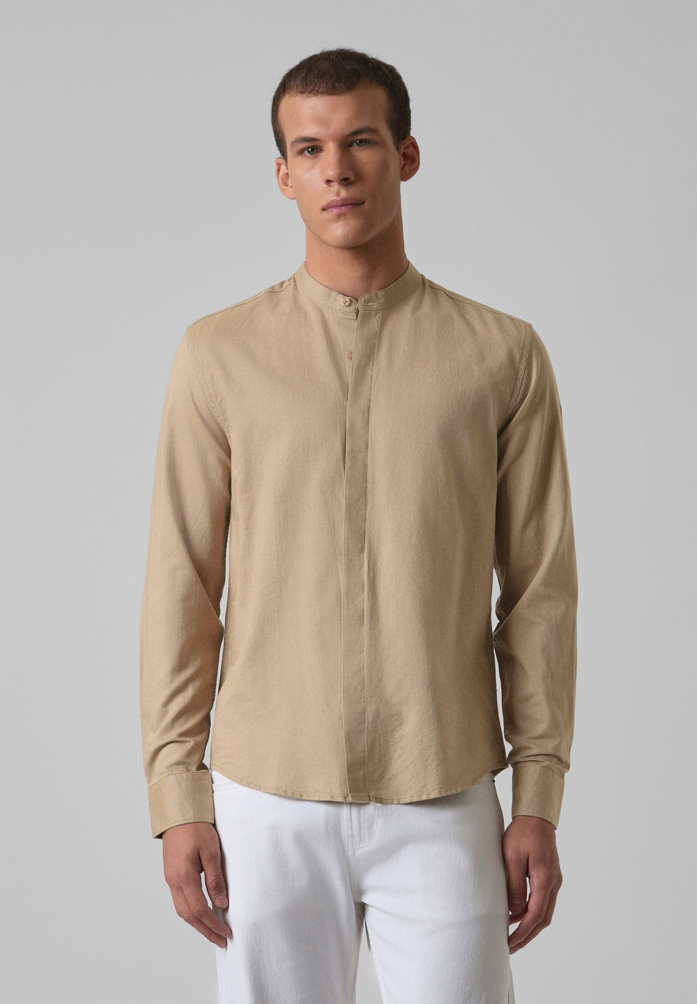 Warm Beige Cotton Linen Shirt