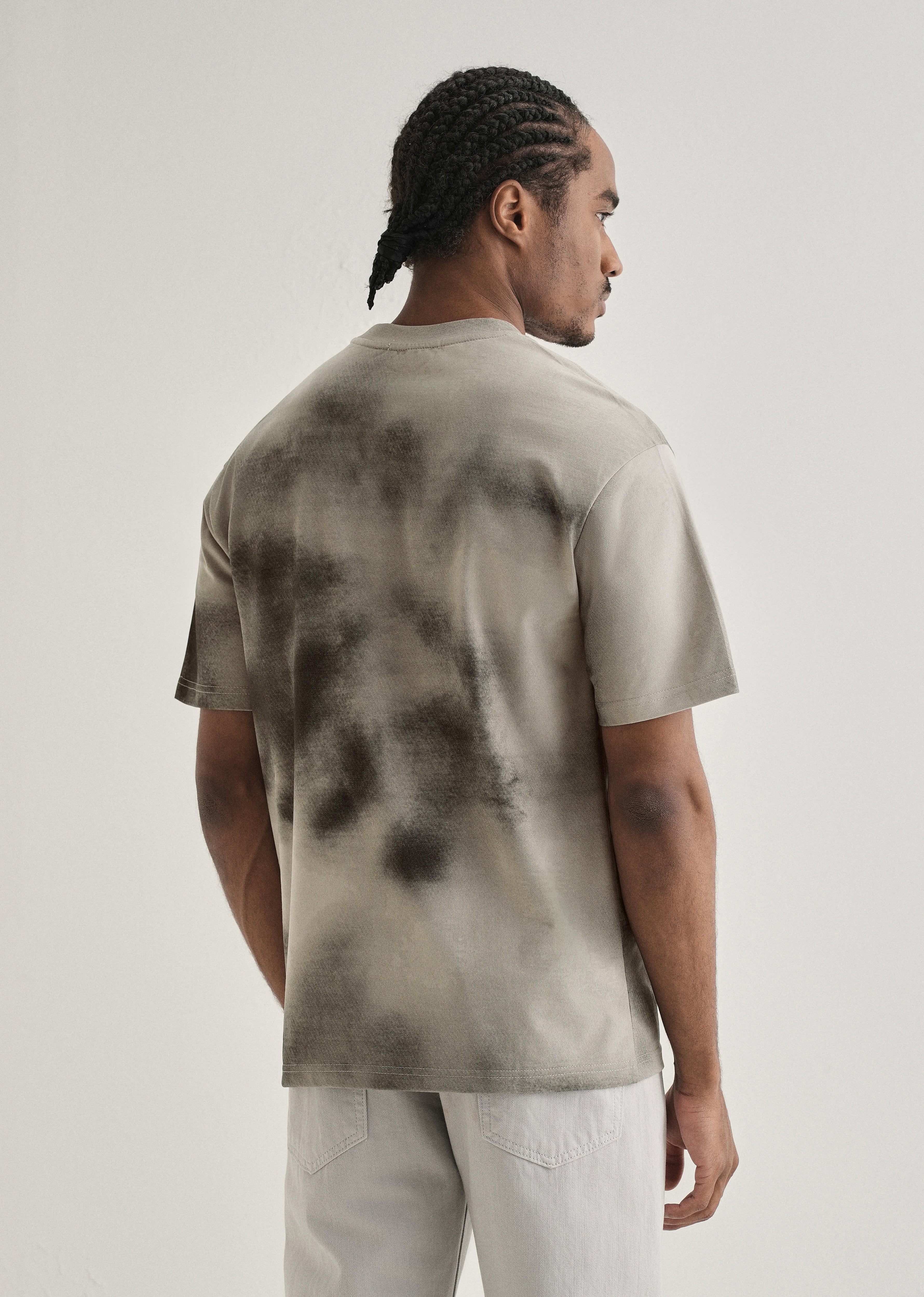 Warm Grey Smudge Wash Oversized T-shirt