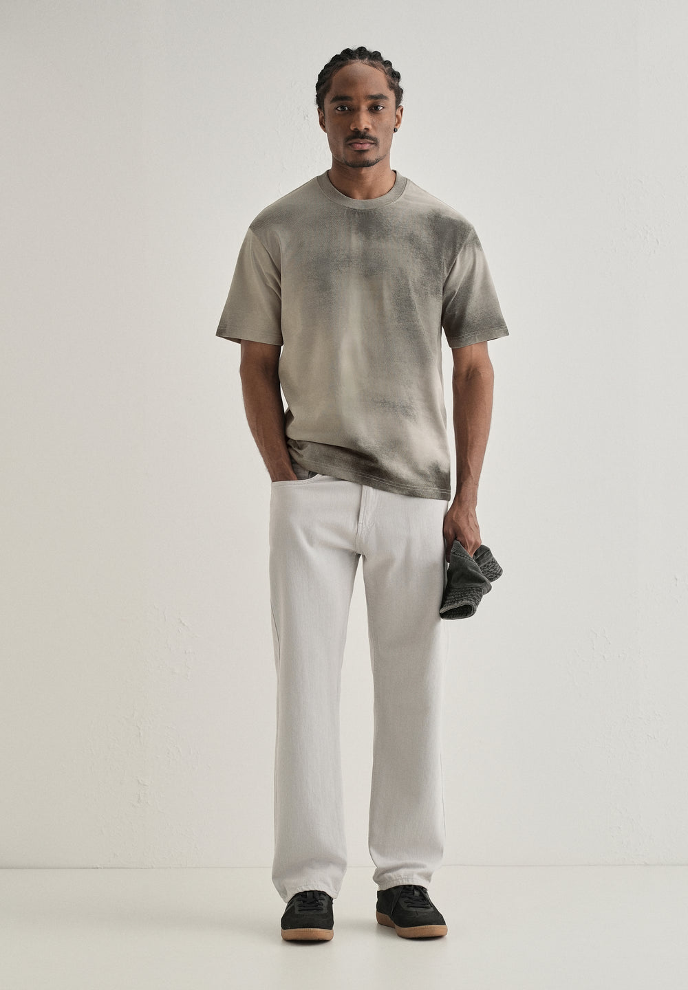 Warm Grey Smudge Wash Oversized T-shirt