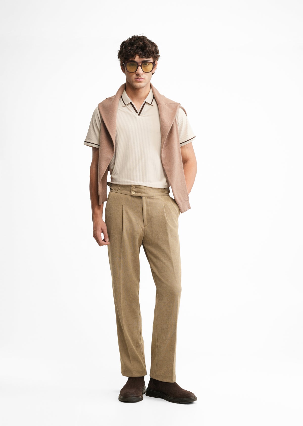 Tan Ribbed Stretch Gurkha Pant