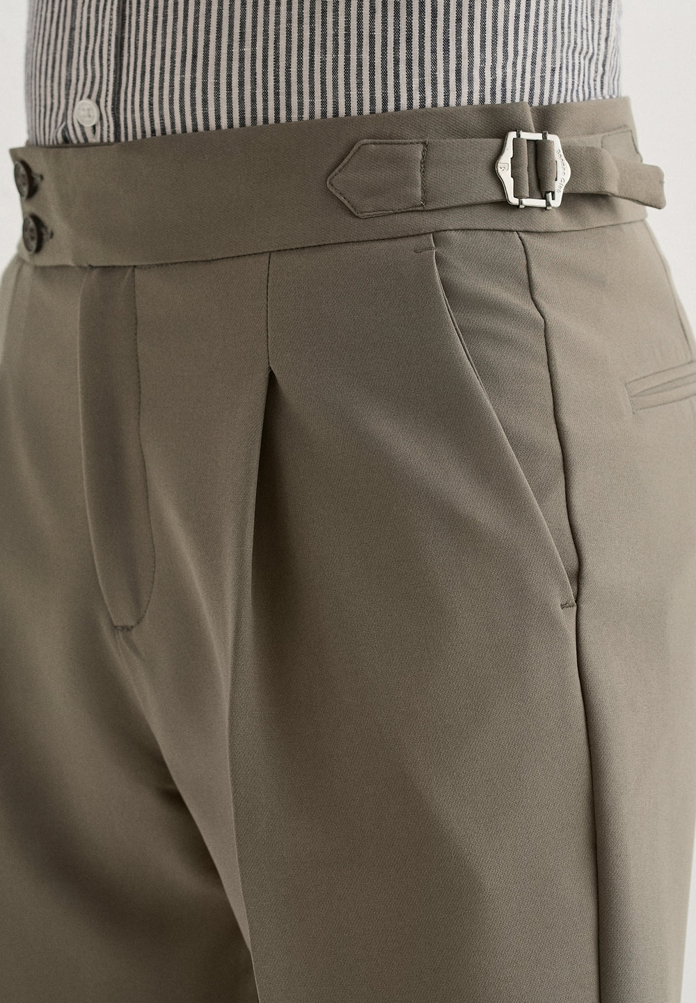 Warm Taupe Pleated Gurkha Pant