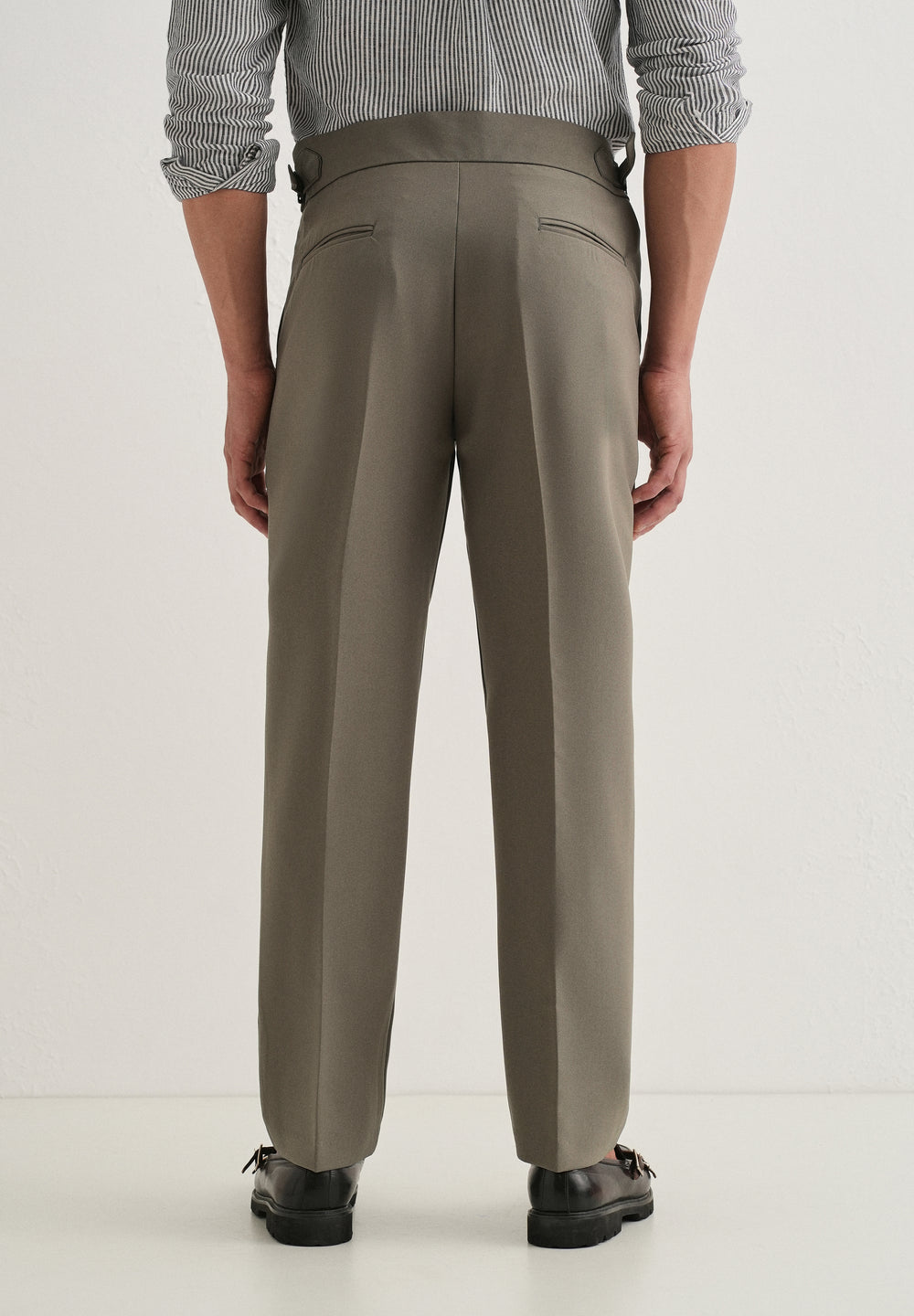 Warm Taupe Pleated Gurkha Pant