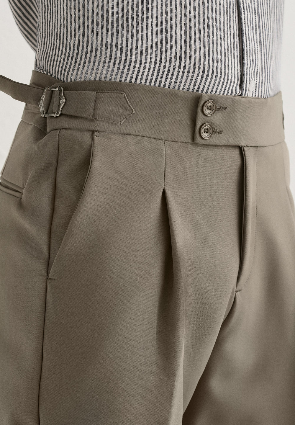 Warm Taupe Pleated Gurkha Pant
