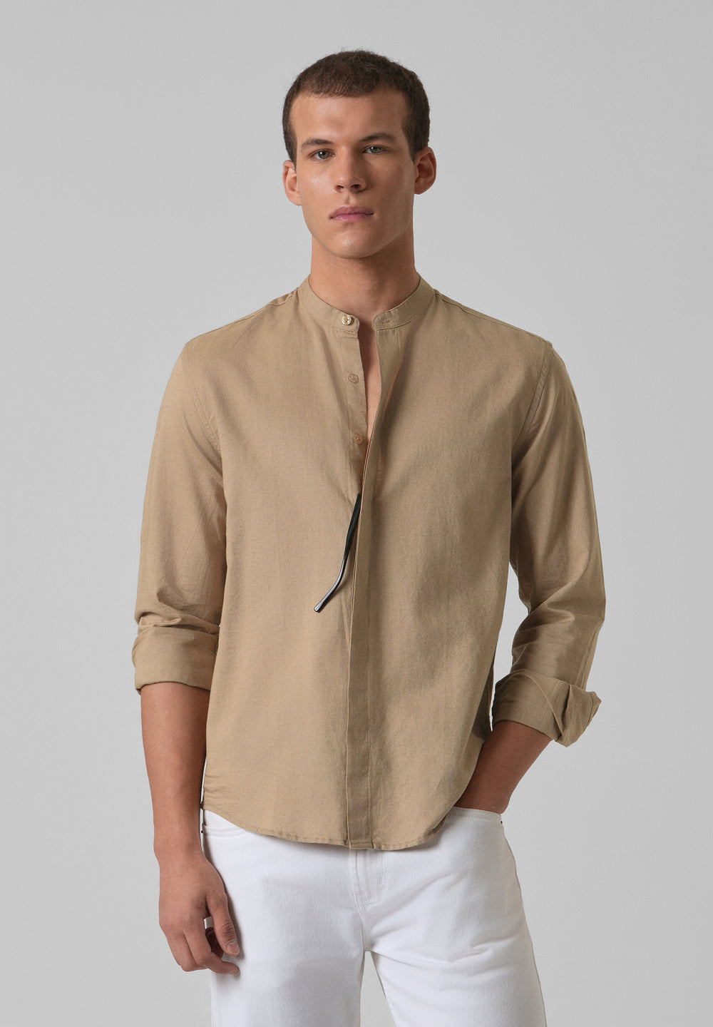Warm Beige Cotton Linen Shirt
