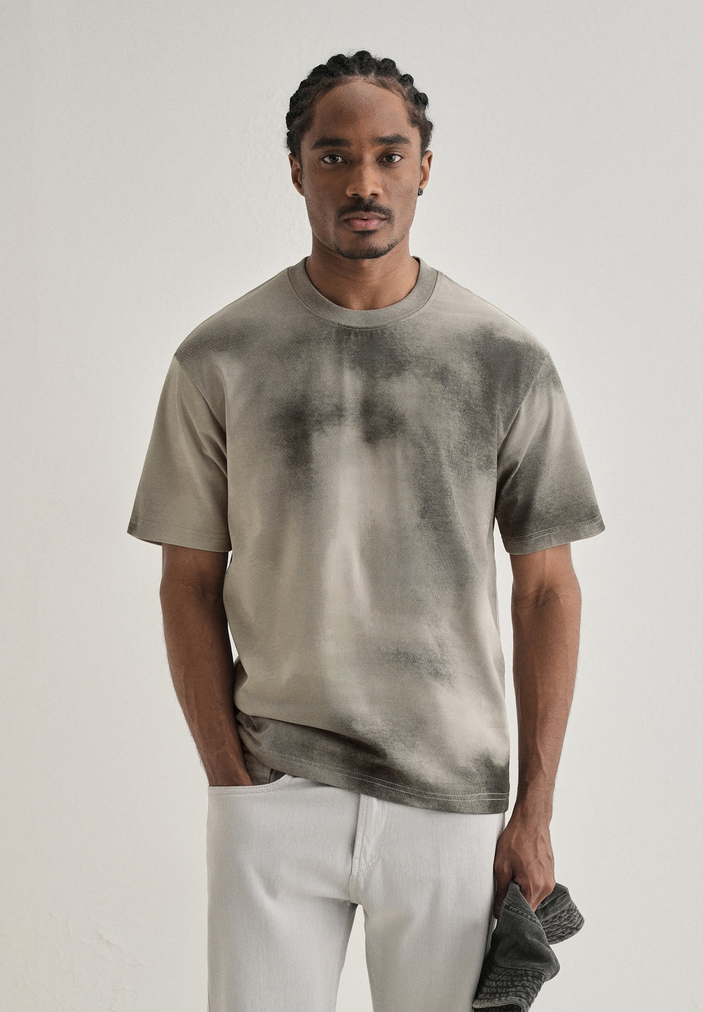 Warm Grey Smudge Wash Oversized T-shirt