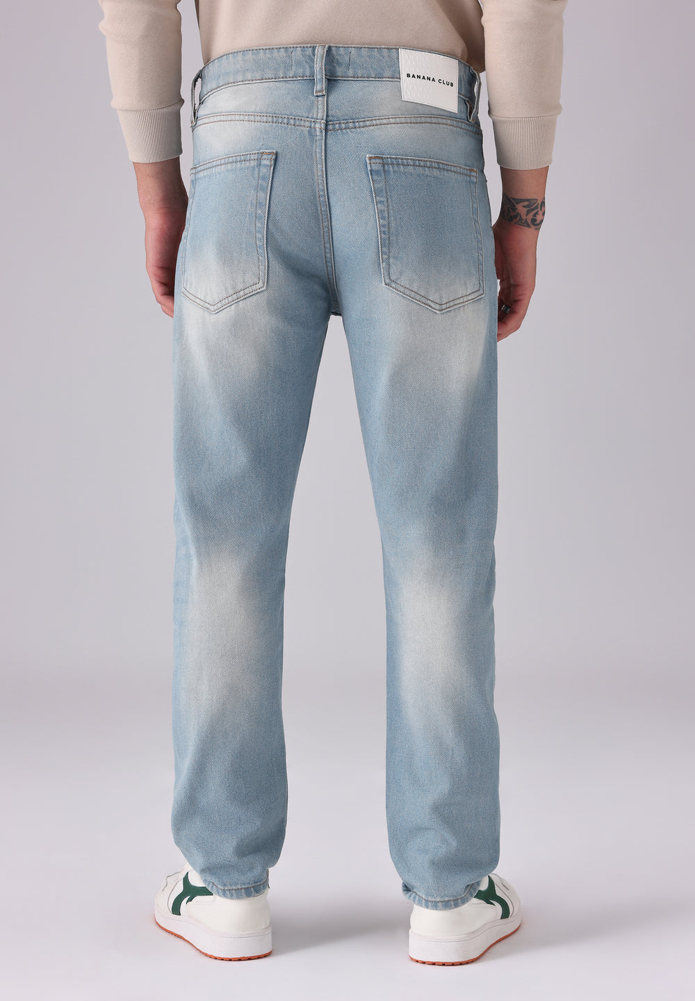 Wash Blue Ripped Carrot Fit Jeans