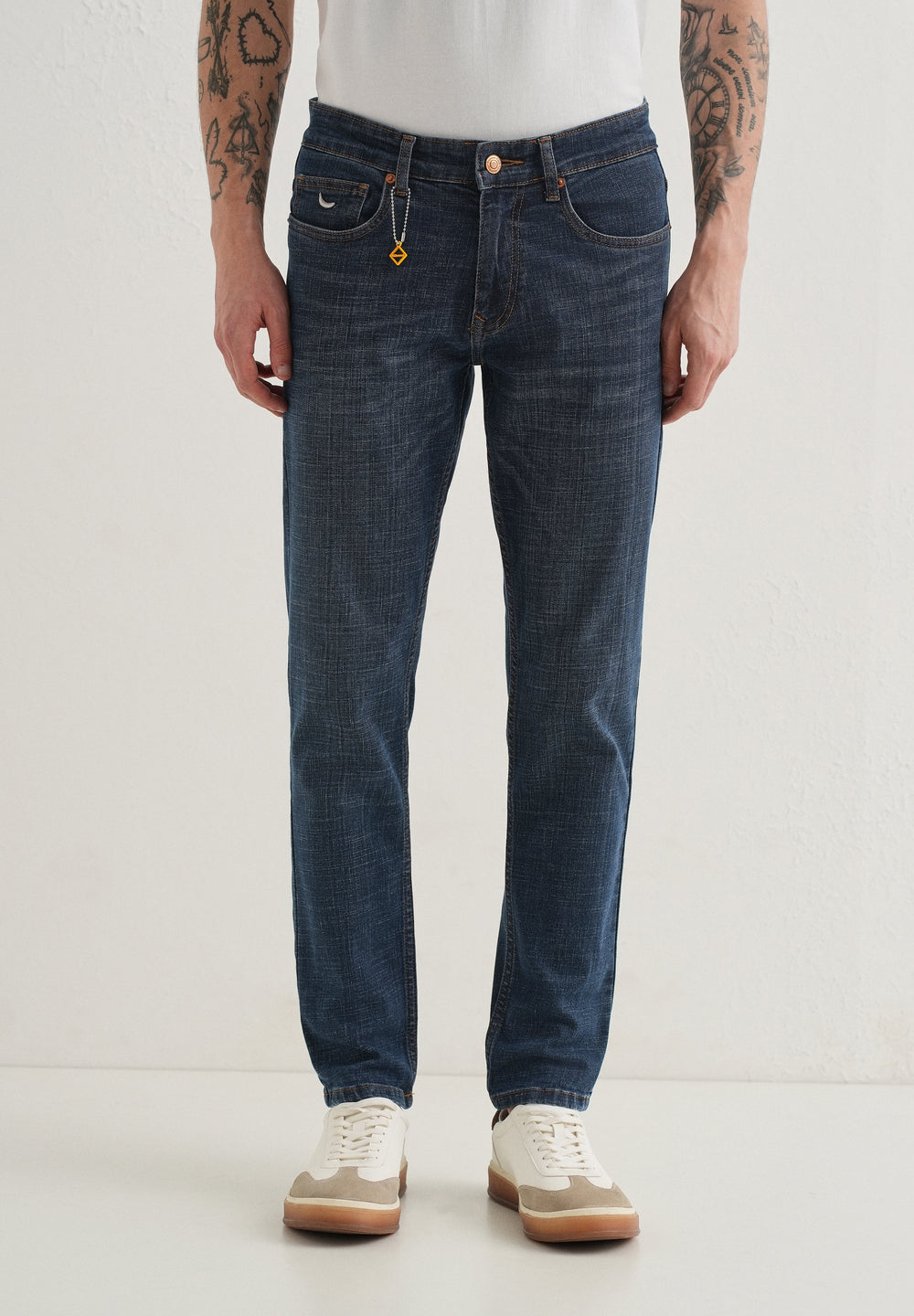 Washed Blue Slim Fit Ankle Length Jeans