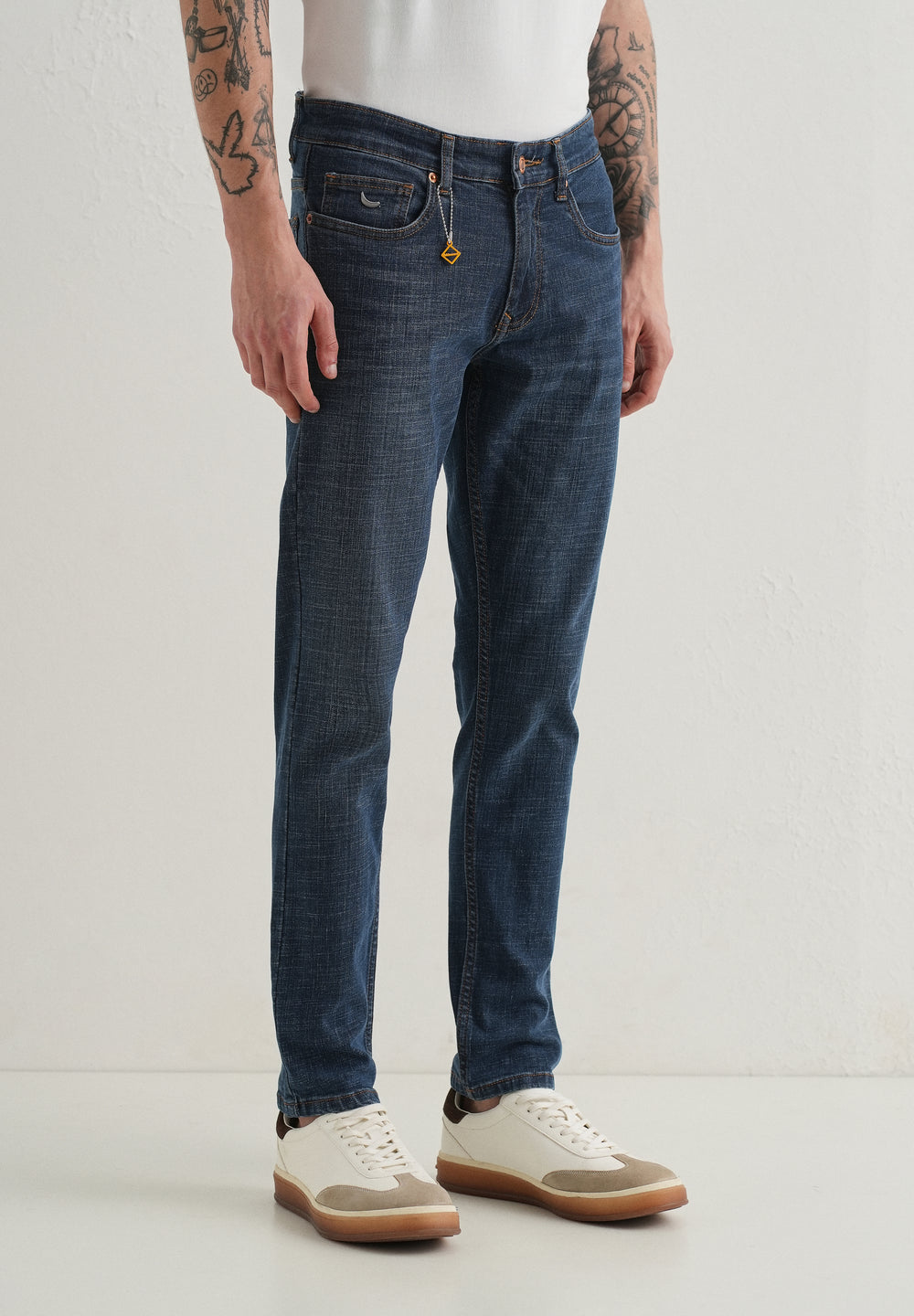 Washed Blue Slim Fit Ankle Length Jeans