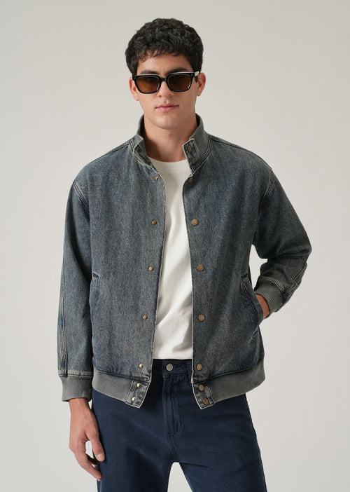 Washed Denim Bomber Jacket