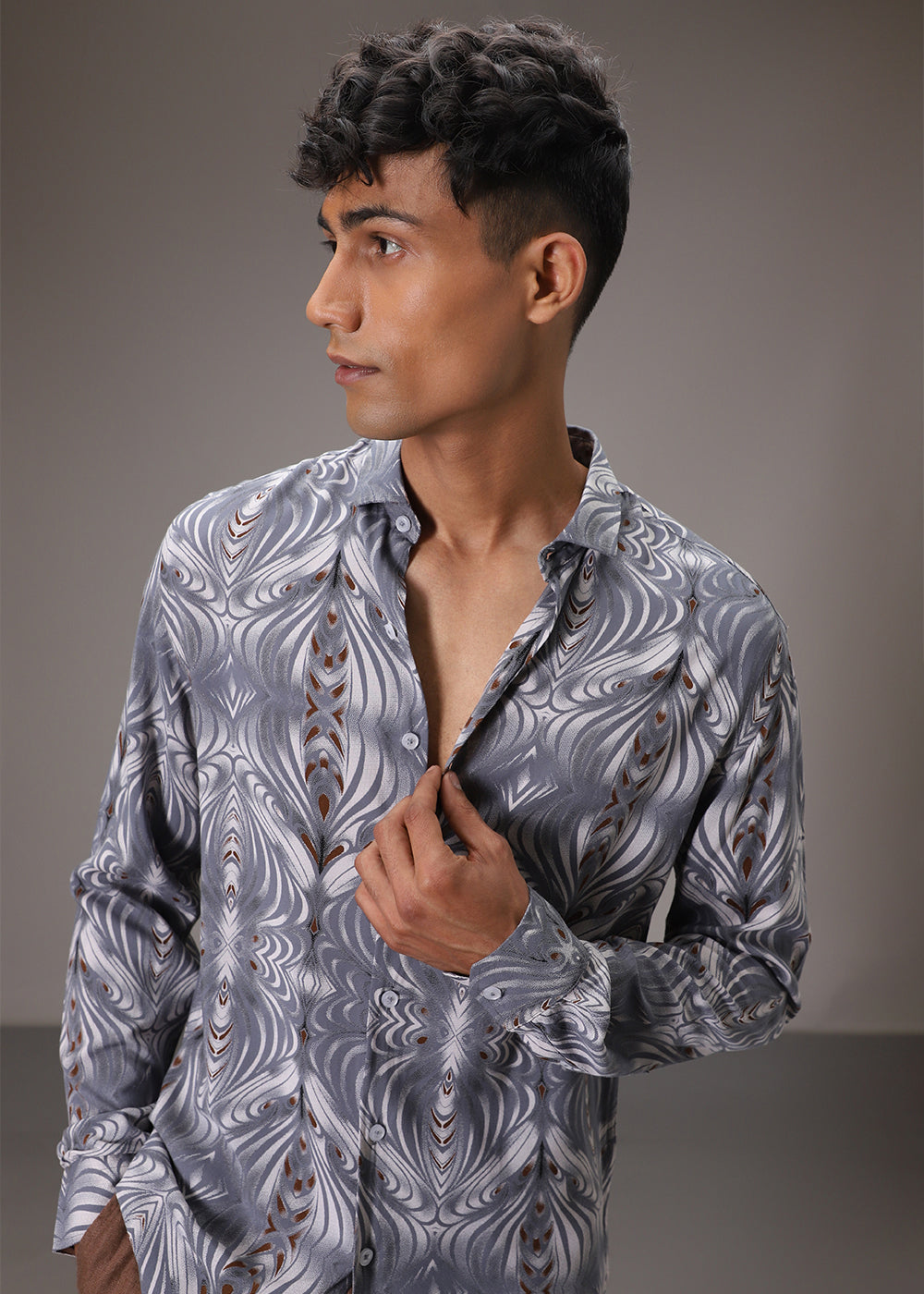 Wave Greyish Blue Feather Shirt