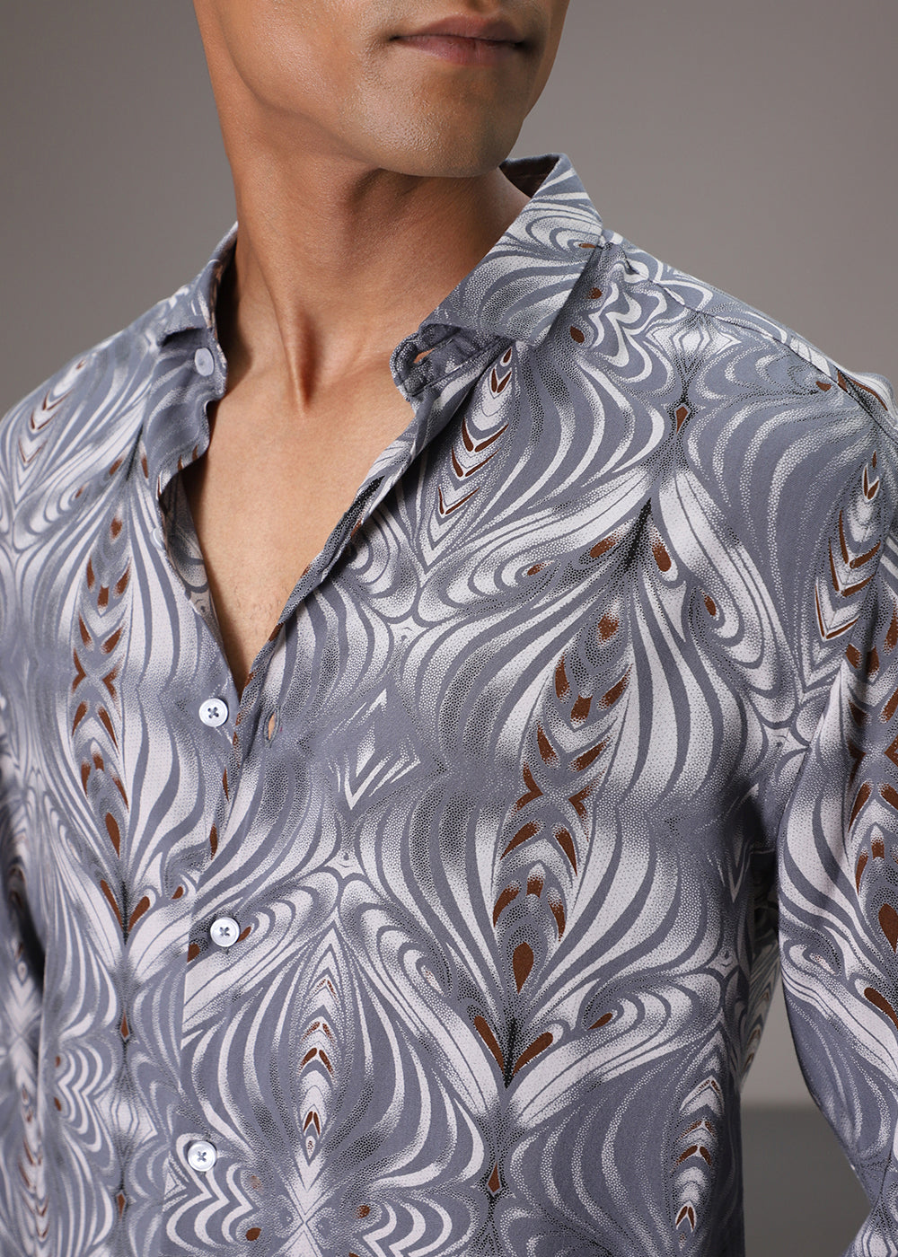 Wave Greyish Blue Feather Shirt