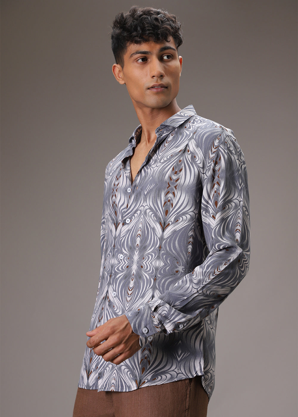 Wave Greyish Blue Feather Shirt