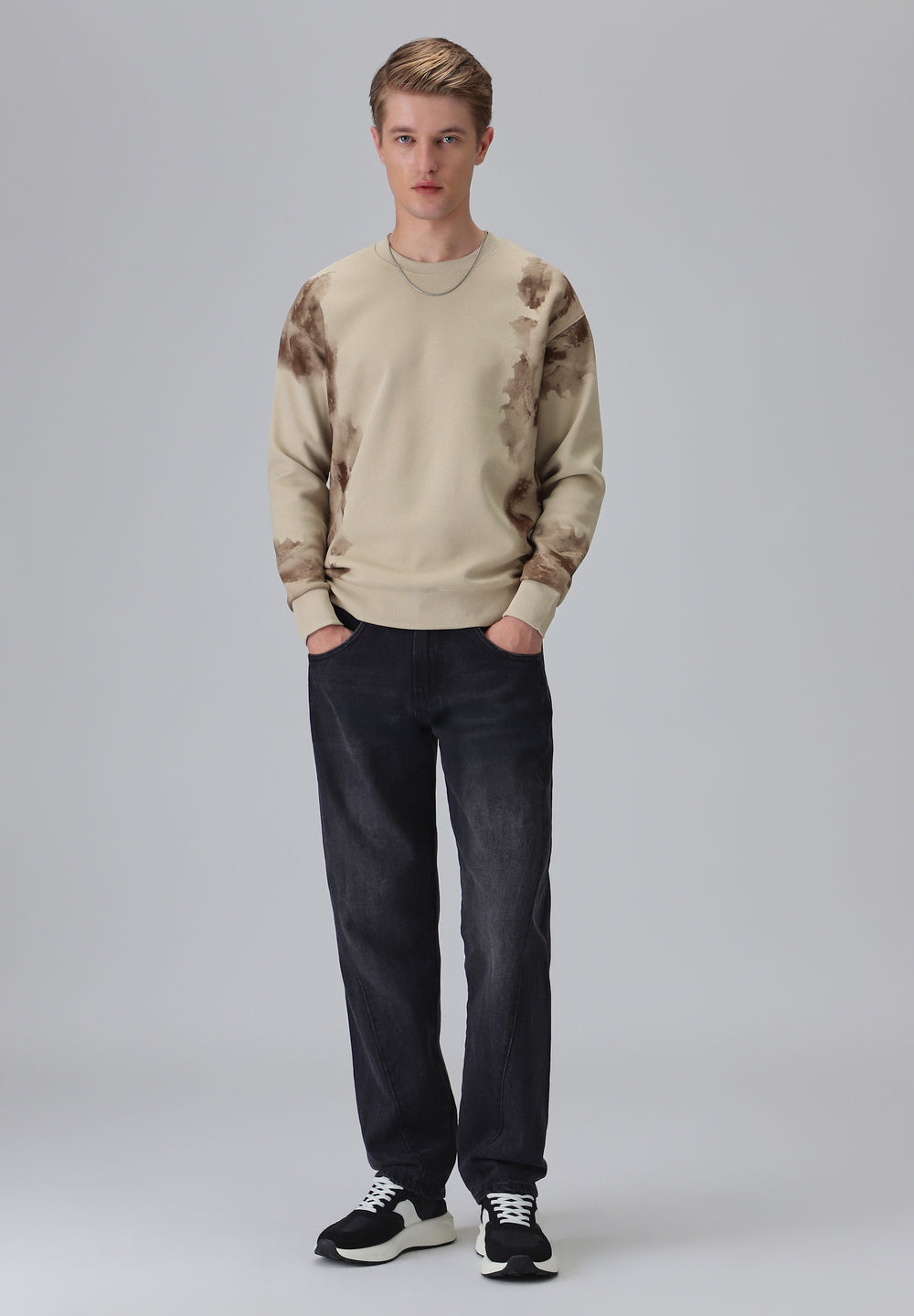 Waved Biege Sweatshirt