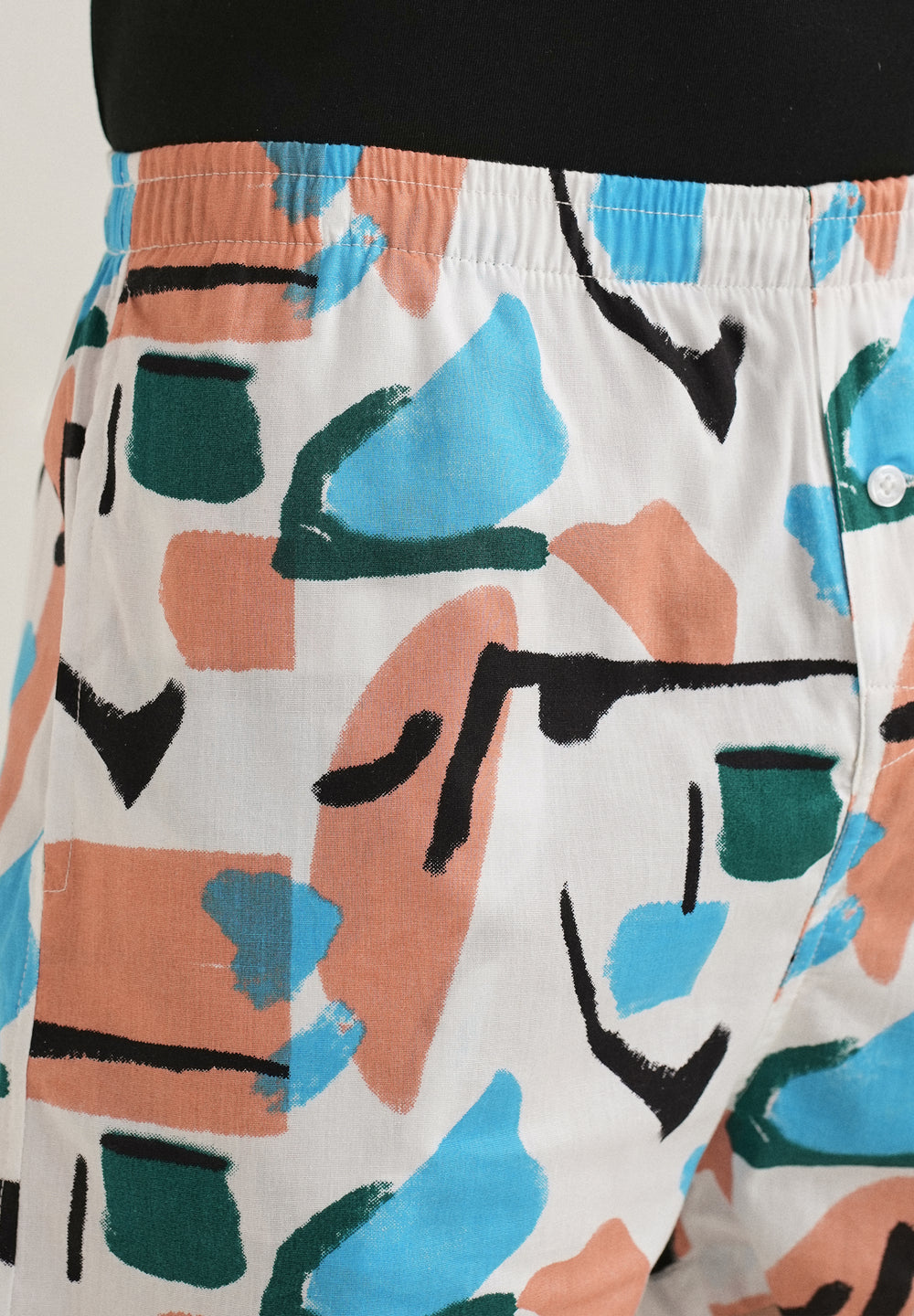 White Abstract Colour Printed Boxer