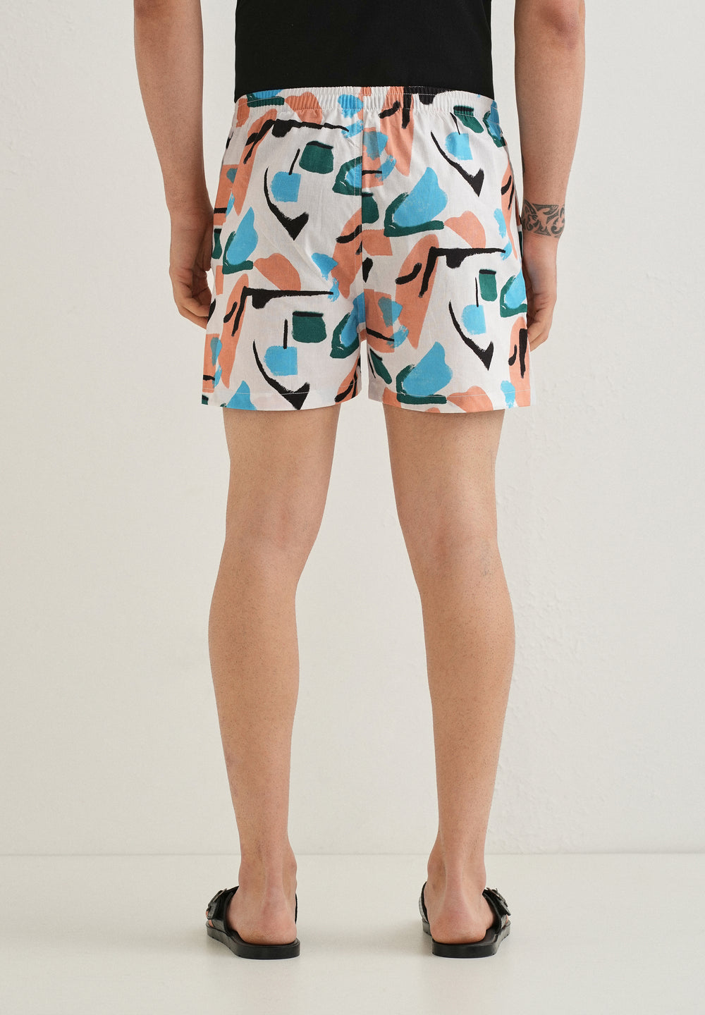 White Abstract Colour Printed Boxer