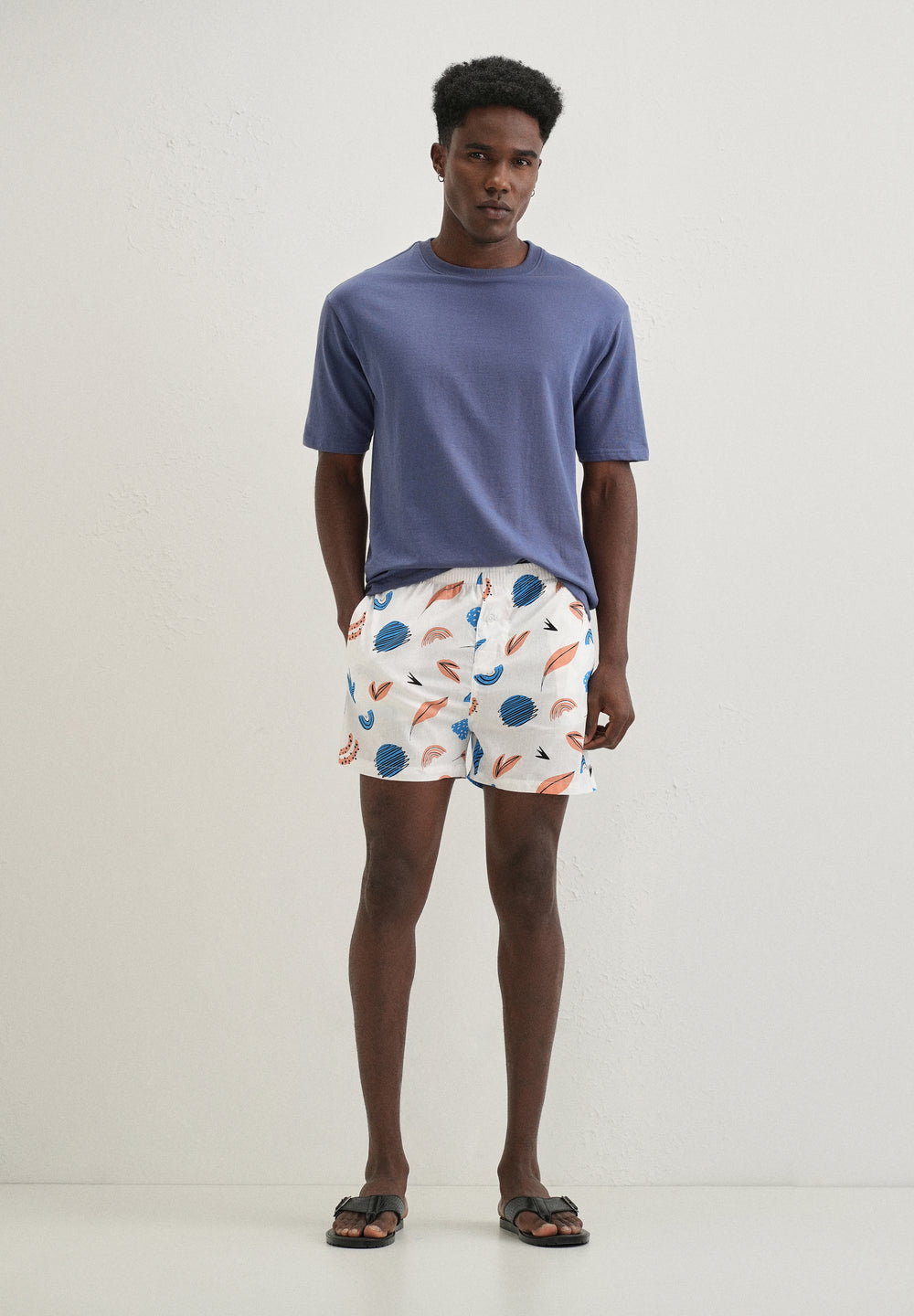 White Abstract Printed Boxer