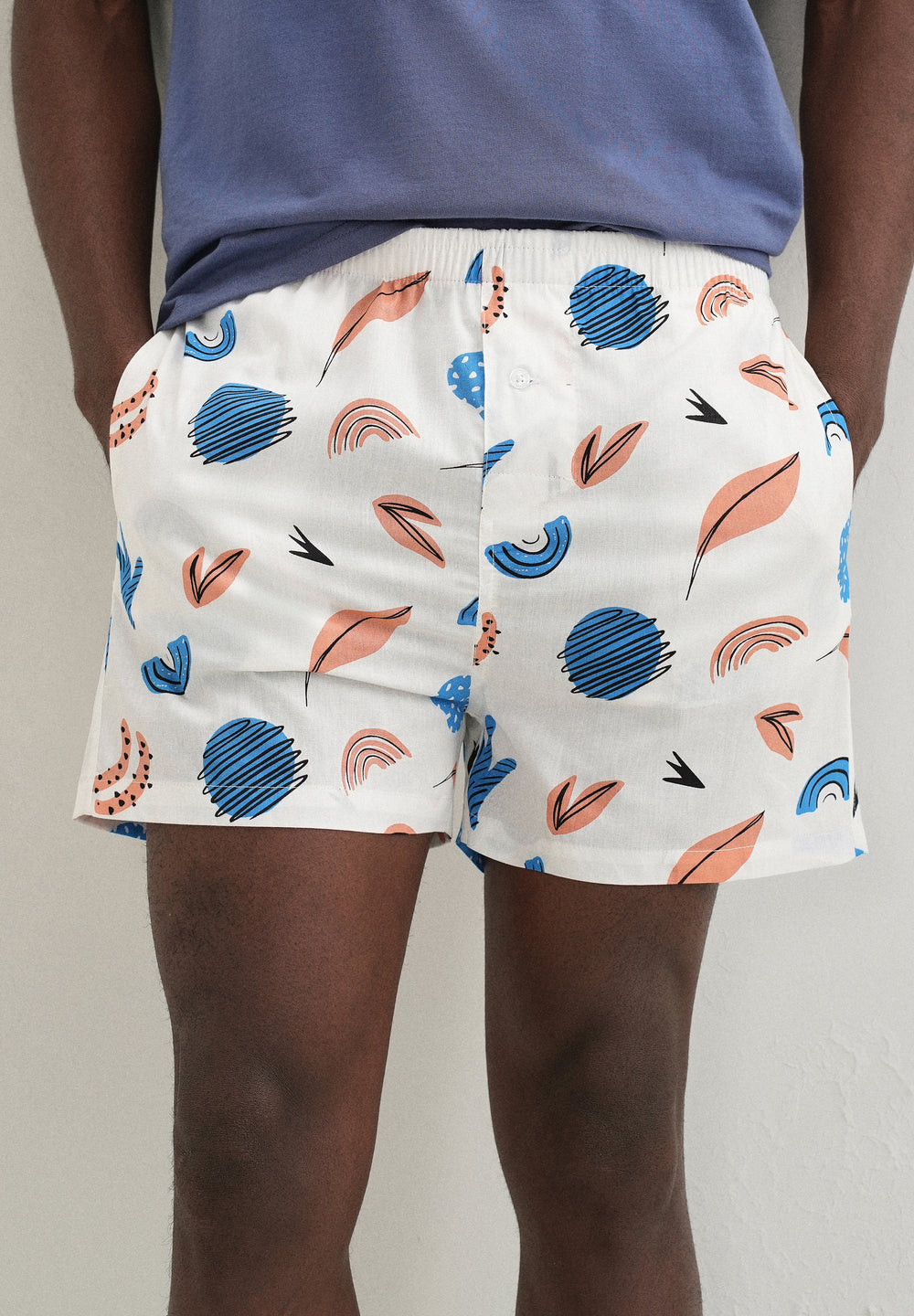 White Abstract Printed Boxer