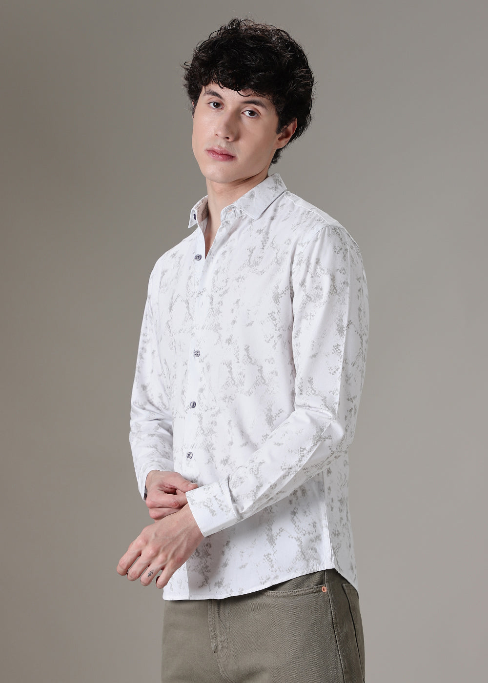 White Abstract Printed Shirt