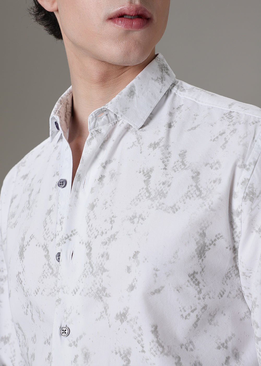 White Abstract Printed Shirt