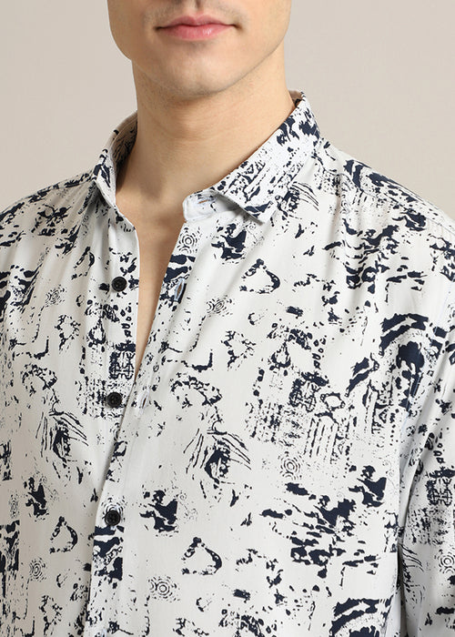 Pearl White Abstract Printed Shirt