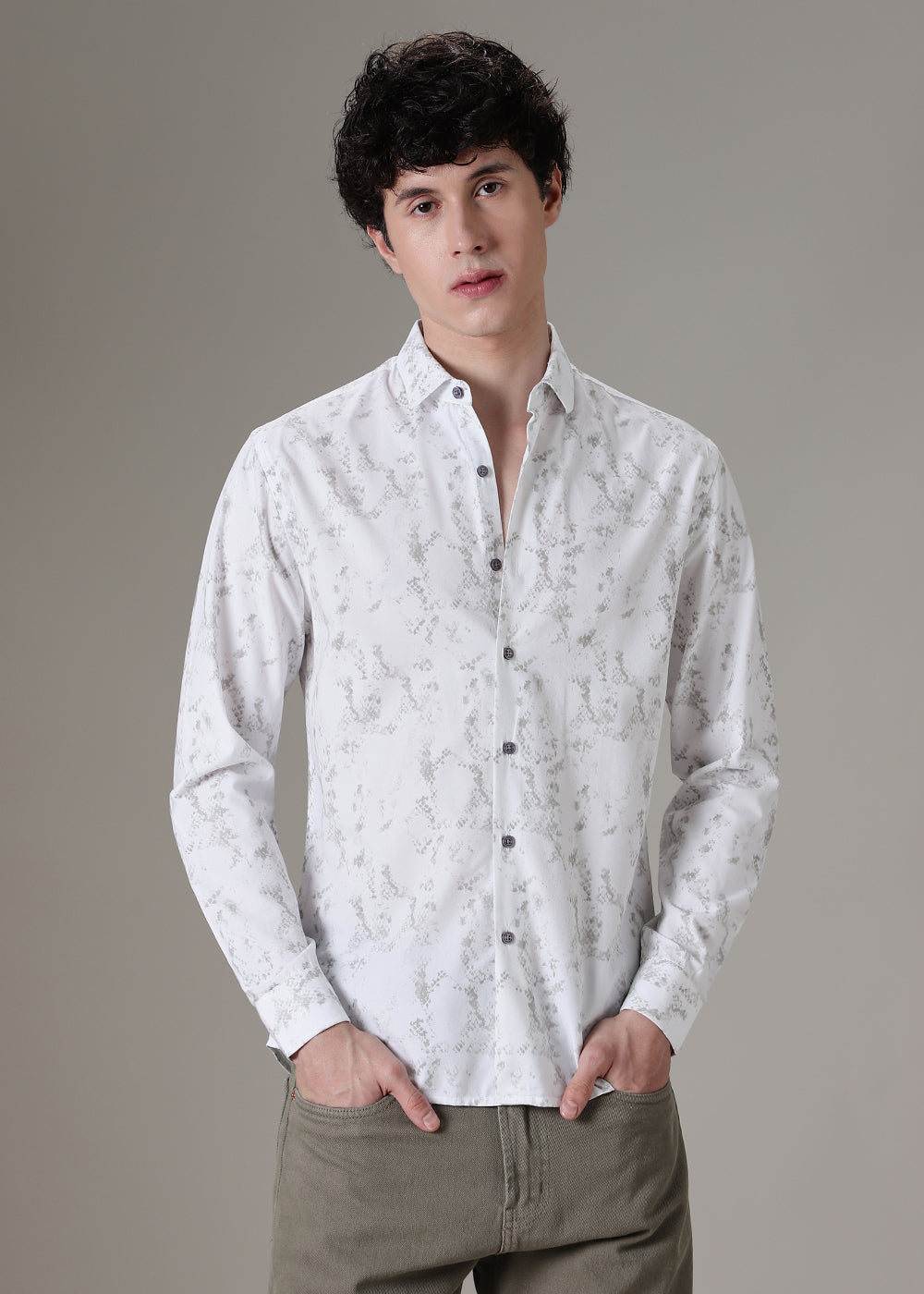 White Abstract Printed Shirt