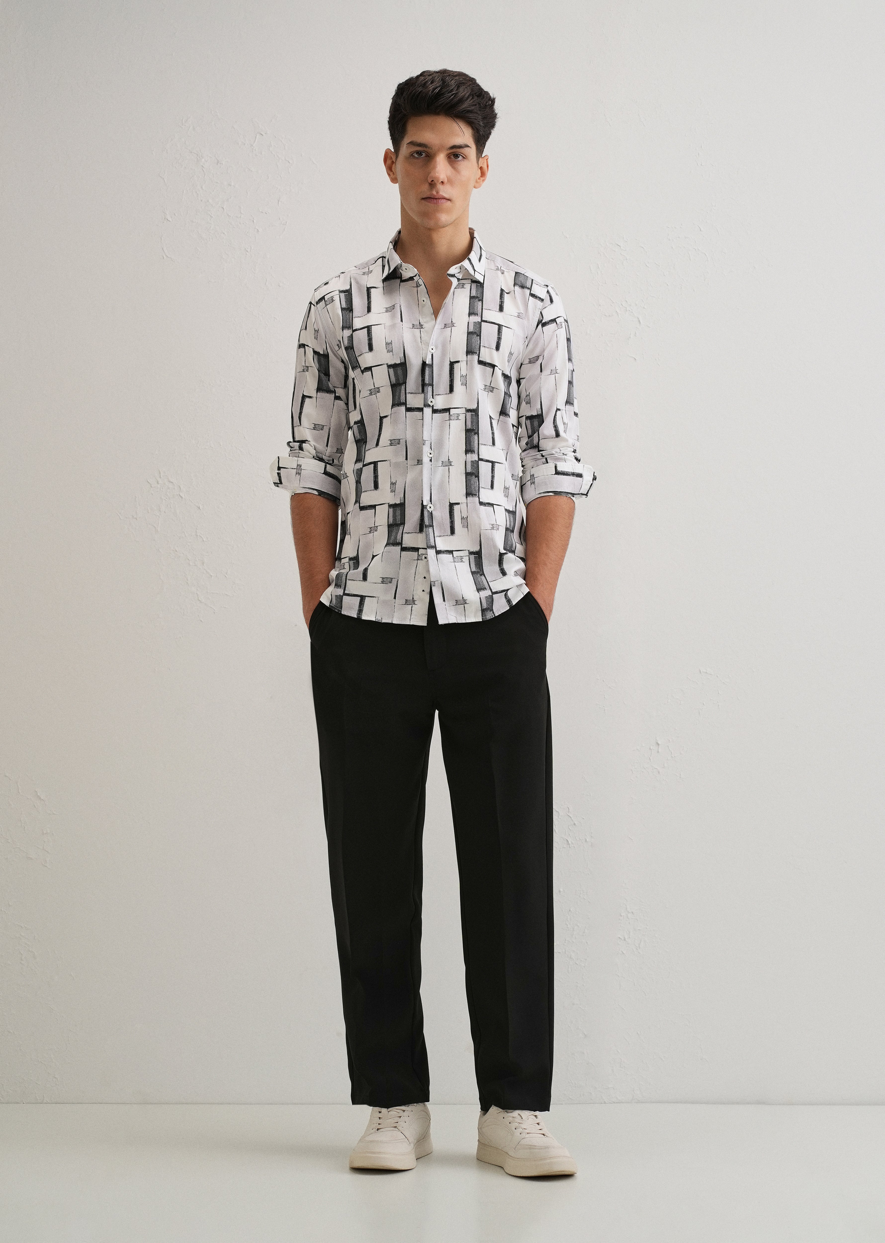 White Abstractox Printed shirt