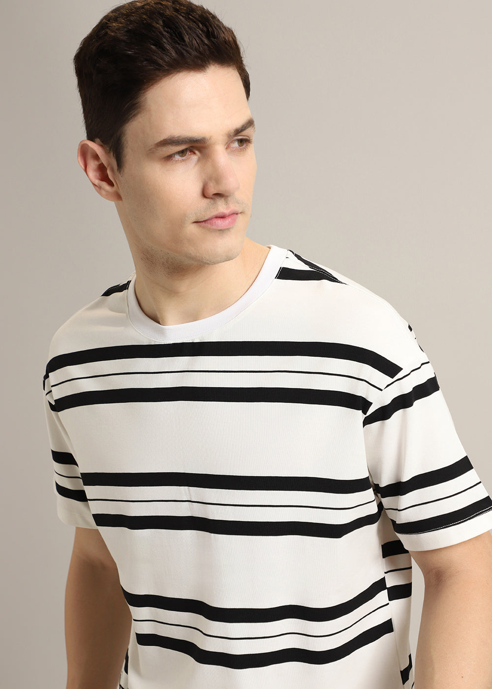 White And Black Stripe T-Shirt