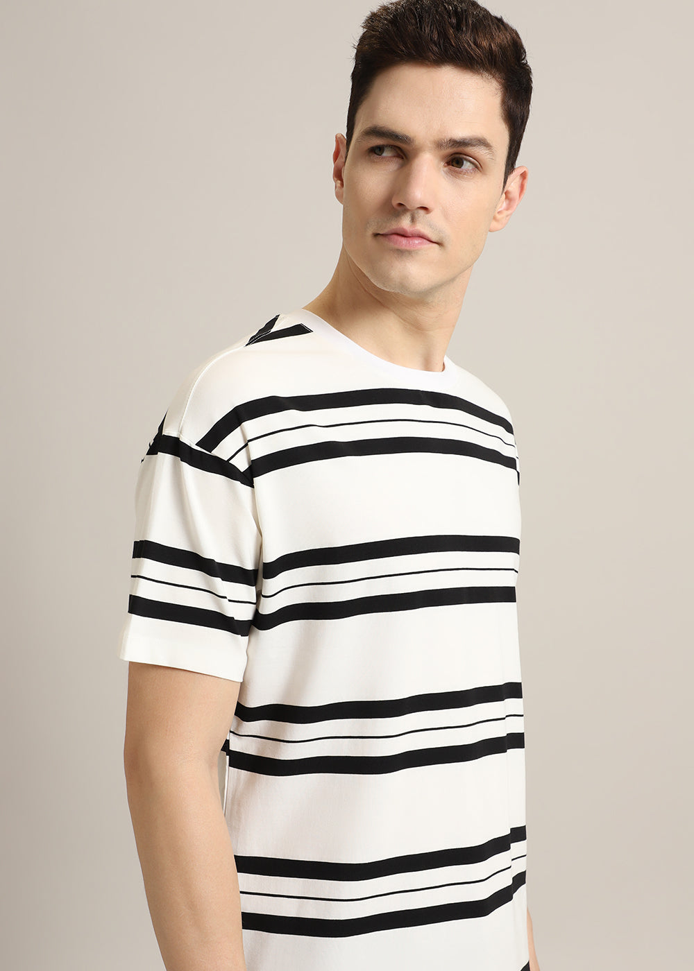 White And Black Stripe T-Shirt