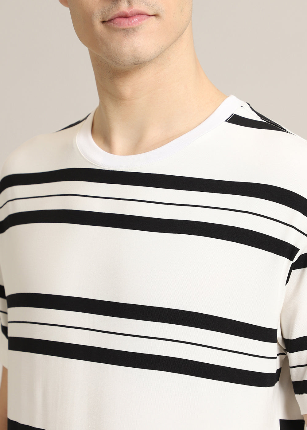 White And Black Stripe T-Shirt