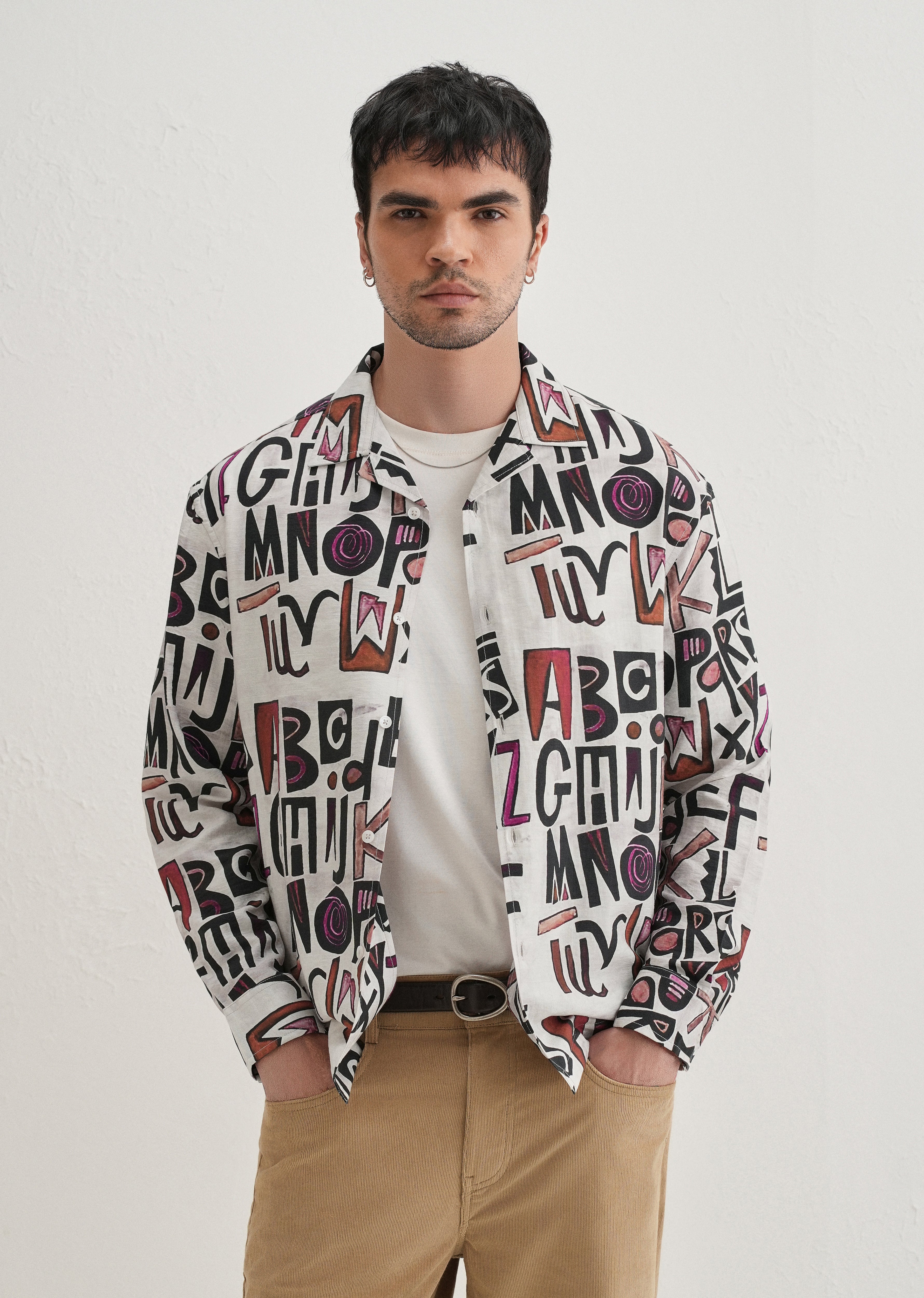 White Artform Typo Printed Shirt