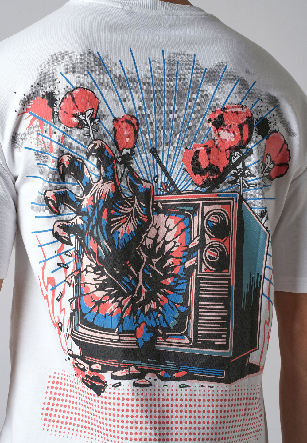 White Back Print Relaxed Fit T- shirt
