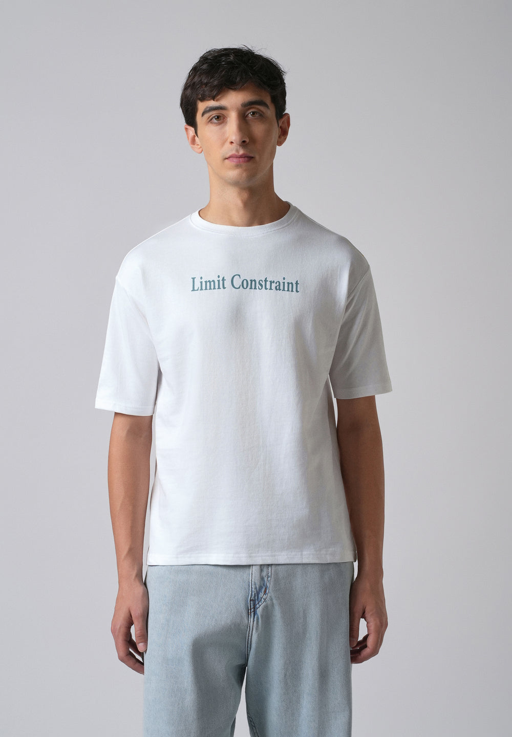 White Back Print Relaxed Fit T- shirt
