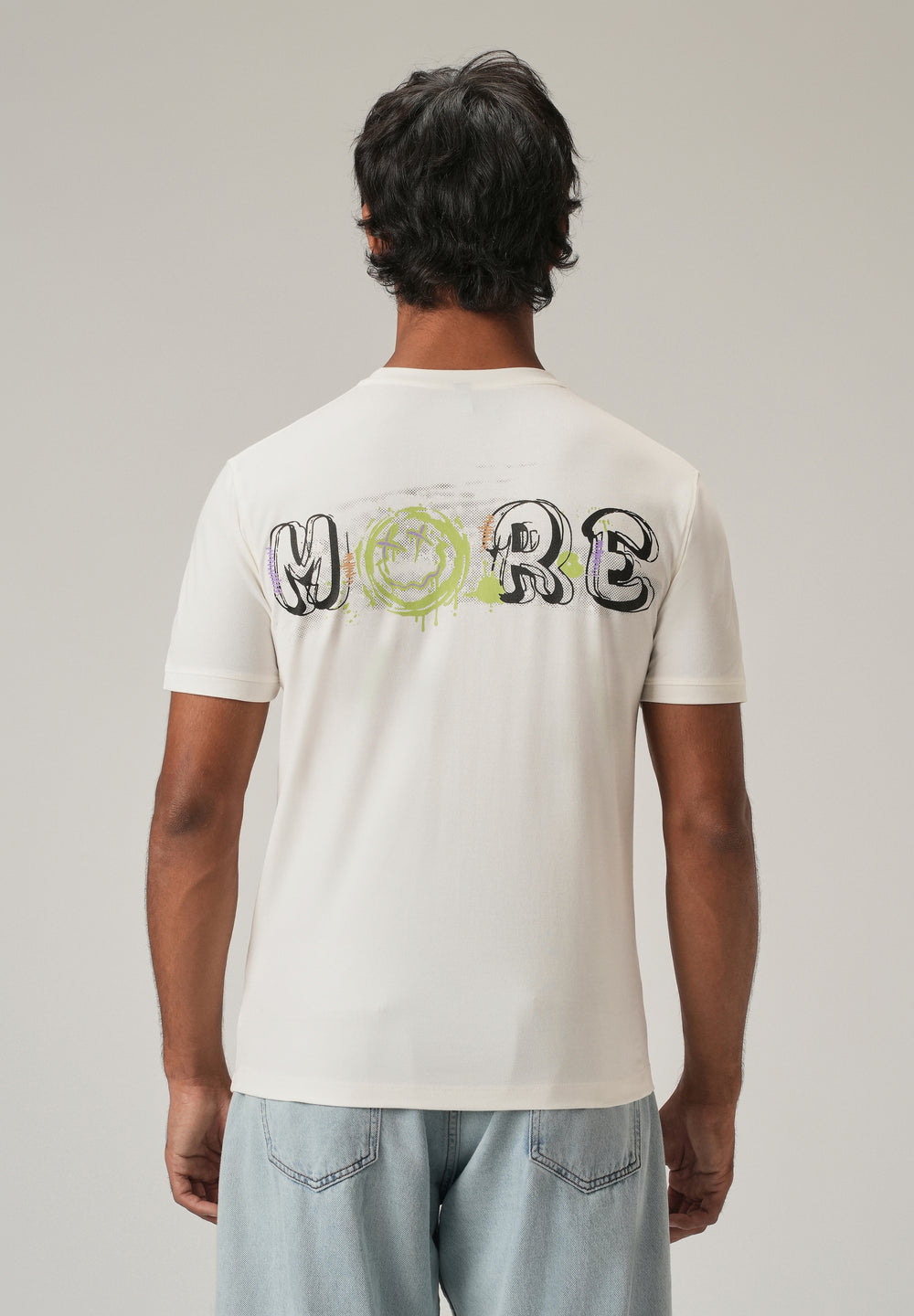 White Back Print Slim Fit T-Shirt