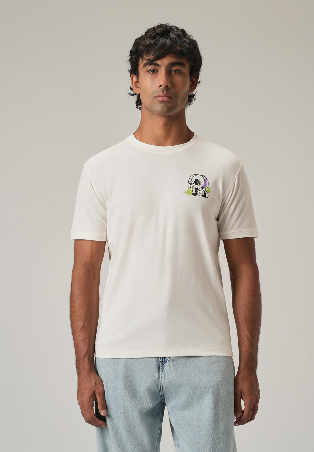 White Back Print Slim Fit T-Shirt