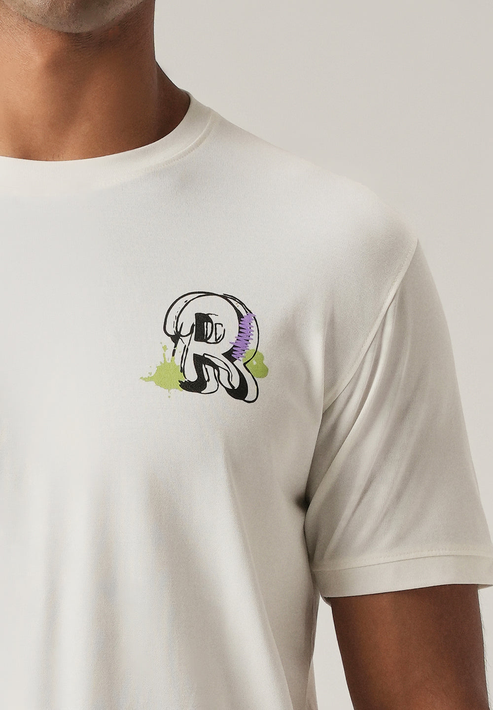 White Back Print Slim Fit T-Shirt