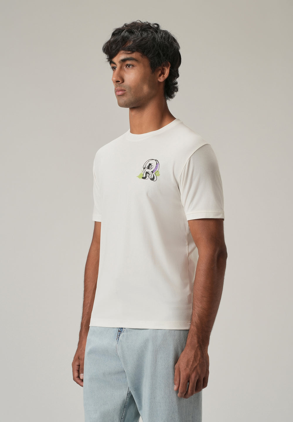 White Back Print Slim Fit T-Shirt